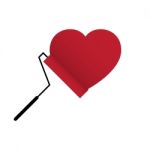  Love Heart With Paint Roller Brush Stock Photo