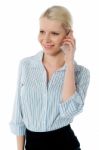 Business Lady Talking Over Phone Stock Photo