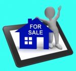 For Sale House Tablet Shows Property On Market Stock Photo