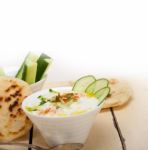 Arab Middle East Goat Yogurt And Cucumber Salad Stock Photo