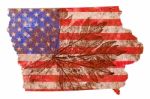 Flag Patterned Iowa State Map Stock Photo