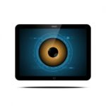 Technology Digital Cyber Security Eye Computer Tablet Stock Photo