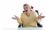 Careless Male Wearing Christmas Hat Stock Photo