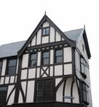 Black And White Tudor House (isolated) Stock Photo