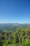 Nature View Mountain, Forest And Blue Sky Stock Photo