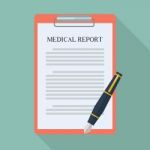 Medical Report And Pen Flat Icon Stock Photo