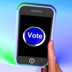 Vote Button On Mobile Screen Stock Photo