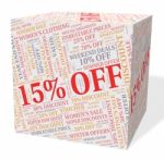 Fifteen Percent Off Represents Cheap Promotion And Sale Stock Photo