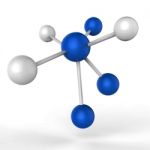 Atom Molecule Represents Scientific Chemistry And Experiments Stock Photo