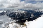 View From Sass Pordoi In The Upper Part Of Val Di Fassa Stock Photo