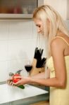 Woman Washing Vegetables Stock Photo