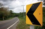 Curve Road Sign Stock Photo