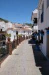 Mijas, Andalucia/spain - July 3 : View Of Brick Piers And Blue F Stock Photo