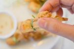 Deep Fried Dumpling Bags Local Thai Cuisine Stock Photo