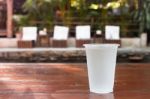 Glass Of Water On Wooden Table Stock Photo