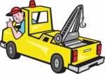 Tow Wrecker Truck Driver Thumbs Up Stock Photo