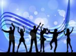 People Silhouette Indicates Disco Music And Celebration Stock Photo