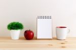 Blank Notepad With Coffee Mug Stock Photo