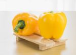 Bell Peppers Wood Tray Stock Photo