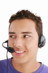 Smiling Man With Headset Stock Photo