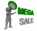 Mega Sale Character Shows Reductions Savings Save Or Discounts Stock Photo