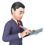 Businessman Character Represents Progress Report And Analysis 3d Stock Photo