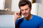 Man Speaking Over Phone Stock Photo