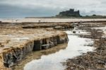 Bamburgh, Northumberland/uk - August 15 : Shoreline View To Bamb Stock Photo