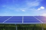 Solar Panels With Blue Sky Stock Photo