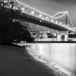 Story Bridge In Brisbane. Black And White Stock Photo