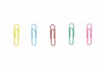 Multi Colored Paper Clips Isolated Stock Photo