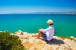 One Man On  Tropical Resort Stock Photo