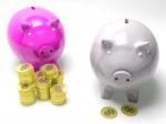 Two Piggybanks Savings Shows American Savings Stock Photo