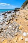 Landscape Rocky Coast Kefalonia Greece Stock Photo