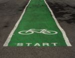 The Green Way For Start Bike In Park Stock Photo