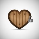  Wooden Love Heart With Lock Stock Photo