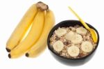 Muesli And Banana Isolated Stock Photo