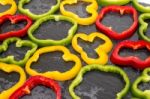 Colorful Sliced Bell Peppers Stock Photo