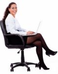 Business Woman With Laptop Stock Photo