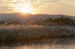 Sunset Over The River Stock Photo