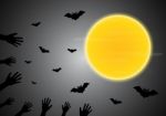 Halloween Zombie Hand Moon Bat  Stock Photo