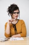 Business Woman In Office Stock Photo