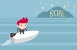 Man Sailing To Goal Stock Photo