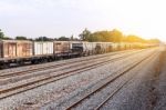 Train And Railway Track On Steel Bridge Railway Junction Stock Photo