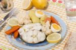 Hake Fish With Cauliflower And Potatoes Stock Photo