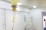 Saline Solution In Emergency Room At Hospital Stock Photo