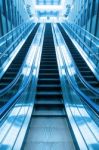 Escalator Going Up Stair Stock Photo