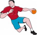 Handball Player Throwing Ball Cartoon Stock Photo