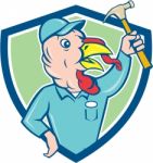 Turkey Builder Hammer Shield Cartoon Stock Photo