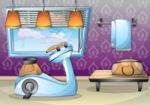 Cartoon  Illustration Interior Fitness Room With Separated Layers Stock Photo